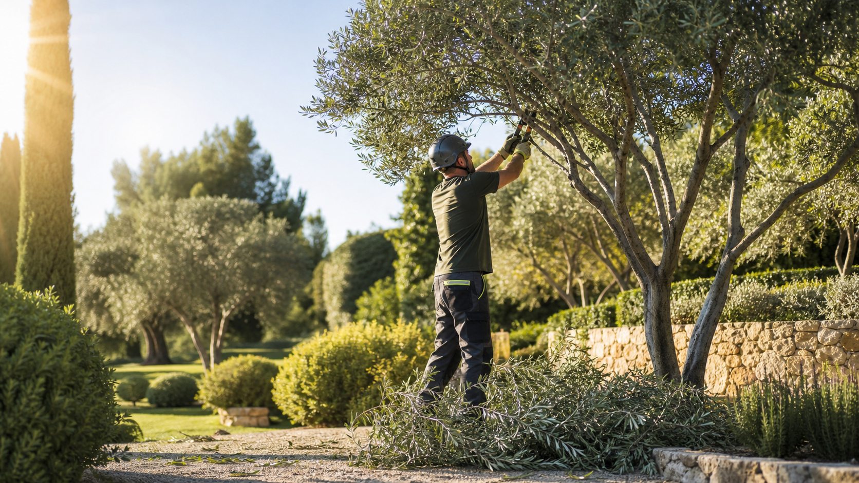 Chantier d'élagage et d'entretien de jardin à Eyguières